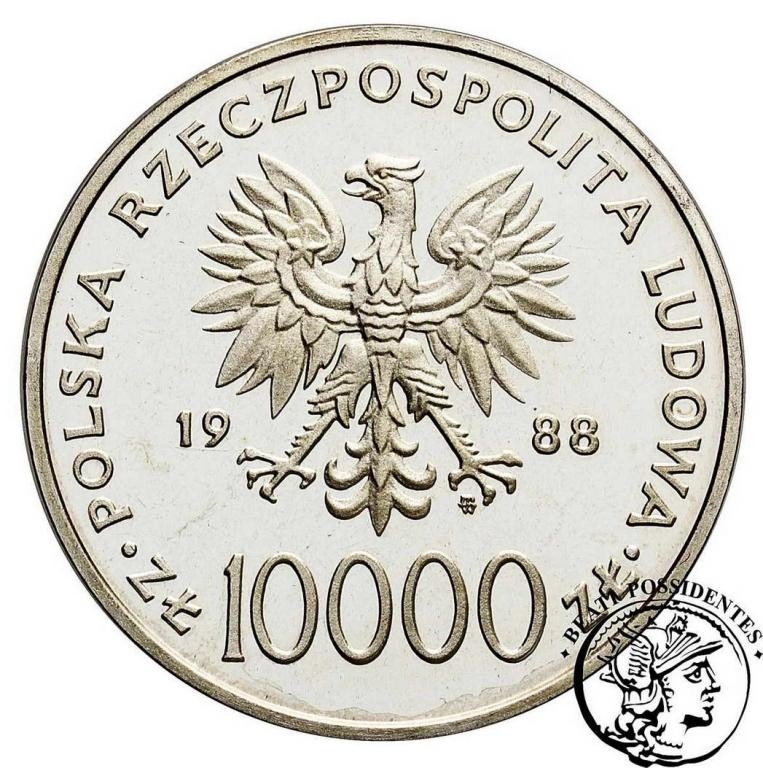 Polska Jan Paweł II 10000 złotych 1988 Cienki Krzyż st. L